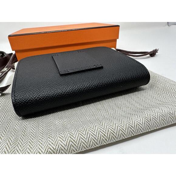 NIB Auth 2023 Hermes Constance Slim Wallet Black  Belt Bag Silver HW Stamped B main image 12